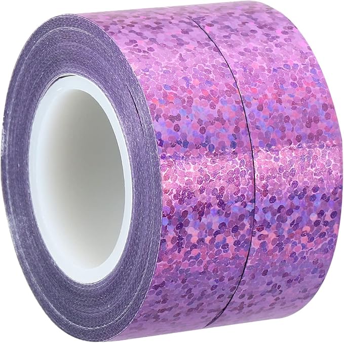 PATIKIL Glitter Sparkle Tape 15mm x 5m, 2 Pack Holographic Art Decorative Masking Tapes Self-Adhesive for DIY Scrapbook Art Craft Wrapping, Pink Purple