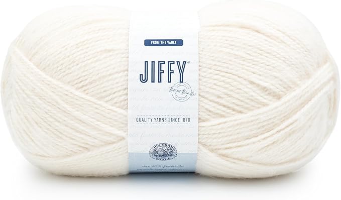 Lion Brand Yarn, Jiffy Bonus Bundle Acrylic Yarn for Knitting and Crocheting, Cream, 1 Pack