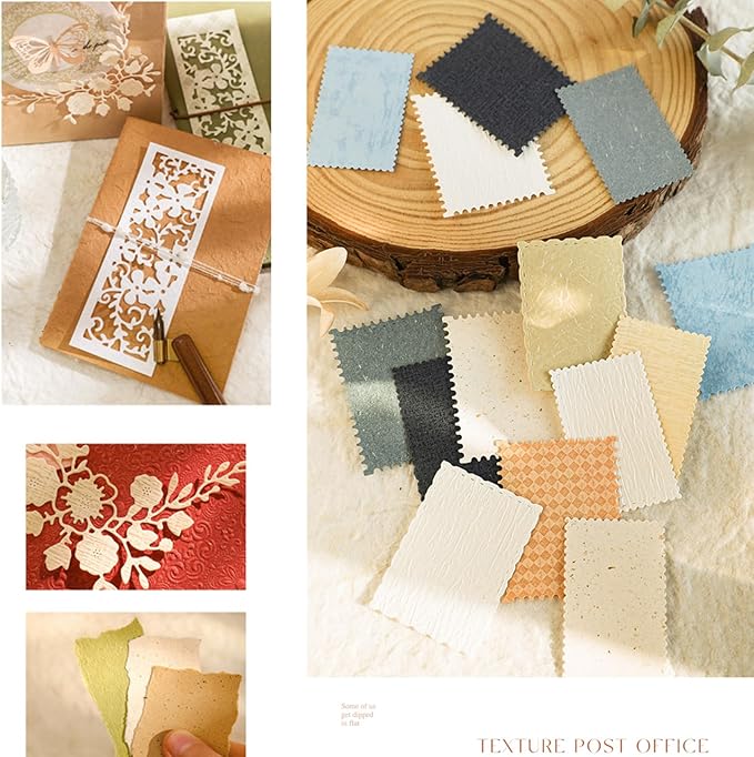 VIVIQUEN 80 Sheets Vintage Scrapbook Paper and Embossed Textured Set - 4 Pack Mixed Special Paper for Scrapbooking Planner Bullet Junk Journal Supplies Collage Card Embellishment A6 Size