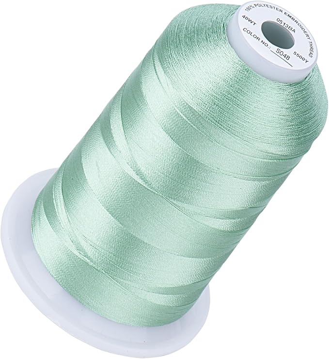 Simthread 5500Yds Embroidery Thread, 5000M High-Yardage 40WT 100% Polyester Thread – 170+ Vivid Colors, High-Speed Rated – Compatible with Brother, Singer, Janome & More - Minty Teal S048