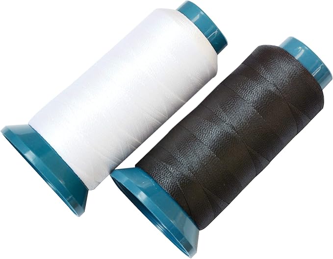 Hair Weaving Thread with C/J/I/T Needles 1500 Yards 210 D Strength Polyester Thread Sewing Thread for Making Wigs Hair Extension Kit (Black,White)