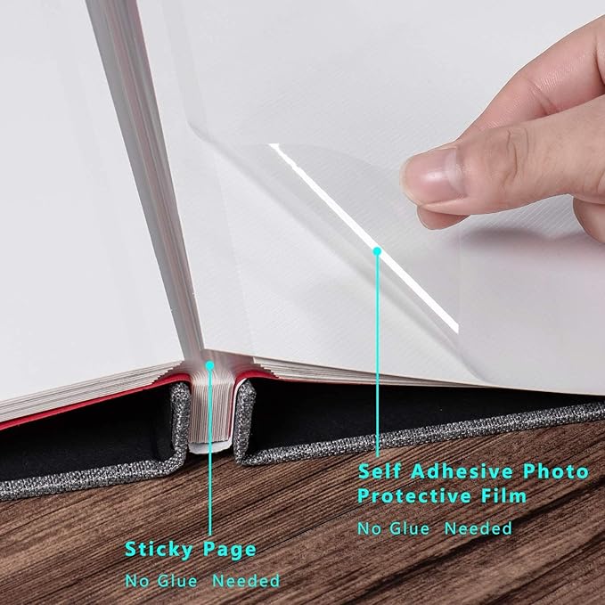 Large Photo Album Self Adhesive 4x6 5x7 6x8 8x10 Pictures Scrapbook Magnetic Album DIY Scrap Book 60 Sticky Pages Linen Cover DIY Photo Album with A Metallic Pen and DIY Accessories(Gray), 11" X 10.8" 60 Pages