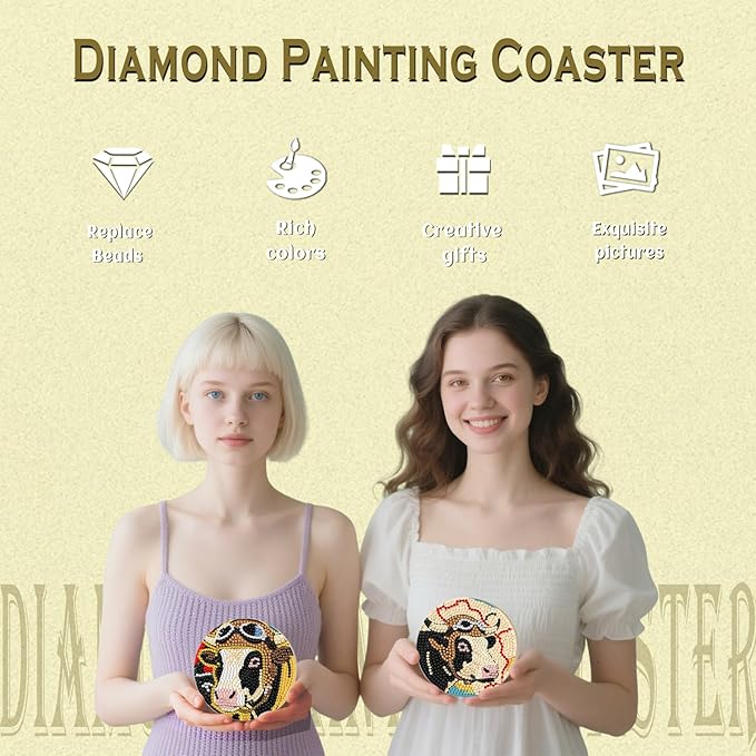 8 Pcs Pilot Diamond Art Coaster Kits with Holder,Diamond Painting Coasters for Adults Beginners,Home Decor Abstract,Fun Gifts for Women