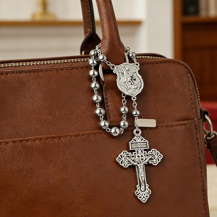 4 Sets Saint Michael Medals & Pardon Crucifix for DIY Rosary Making,Silver Religious Centerpiece Charms for Bracelets/Keychains & Catholic Craft Supplies,St Michael Rosary Making Kit