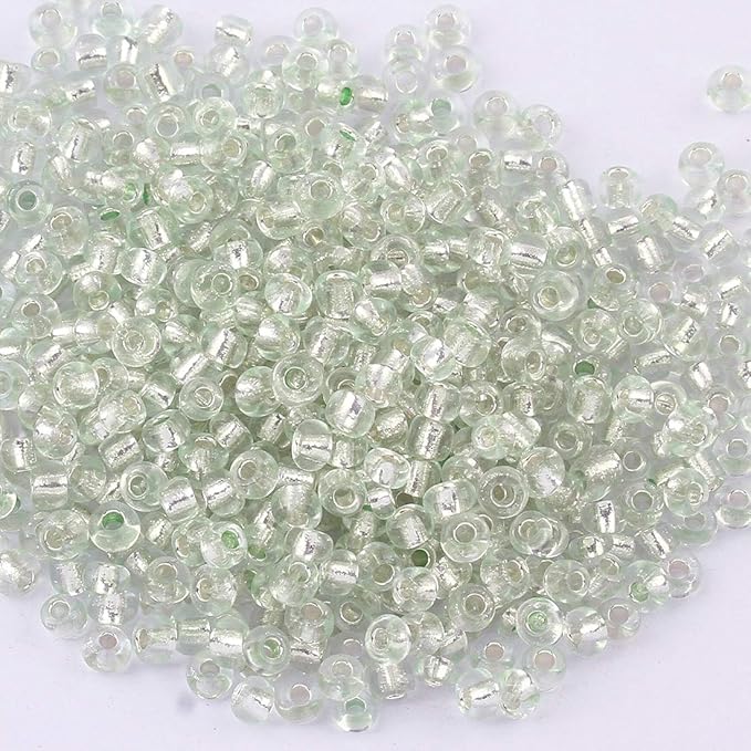 Perlin Glass Seed Beads 4mm 6/0 Round 1100pcs Mini Small Pony Spacer Beads Kit for Jewelry Making Earrings Bracelets Pendants Waist DIY Handmade (Crystal Silver Lined)