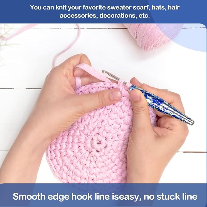 34 in 1 Interchangeable Crochet Hook Set - 3mm-8mm Ergonomic Crochet Hooks Set- Handle Crochet Hook Set for Beginners and Advanced Crafters