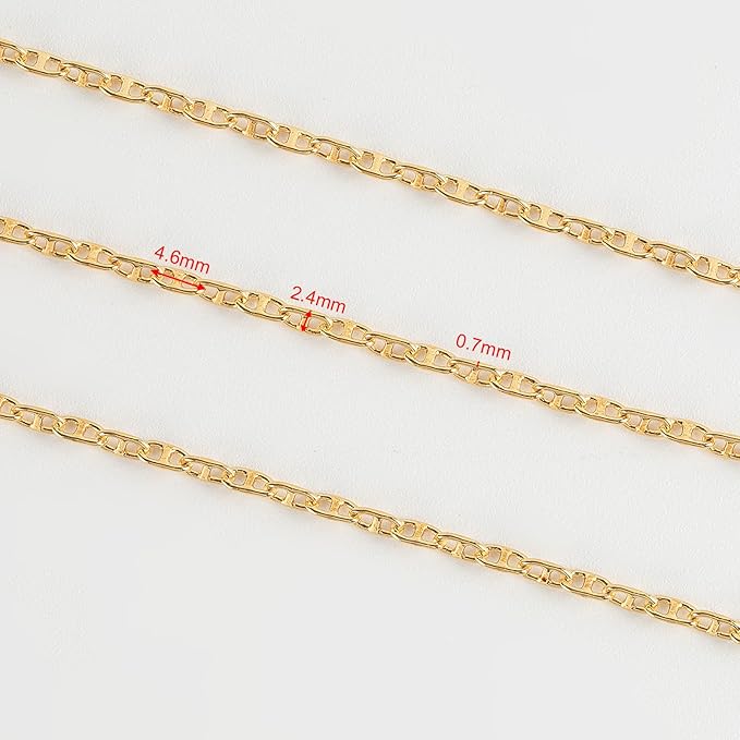 YOUBEIYEE 16.4 Feet Light Gold Jewelry Chain Bulk 18K Gold Plated Brass Chain Tiny Pig Nose Chain Necklace DIY Jewelry Chain Roll with Jump Rings and Lobster Clasps