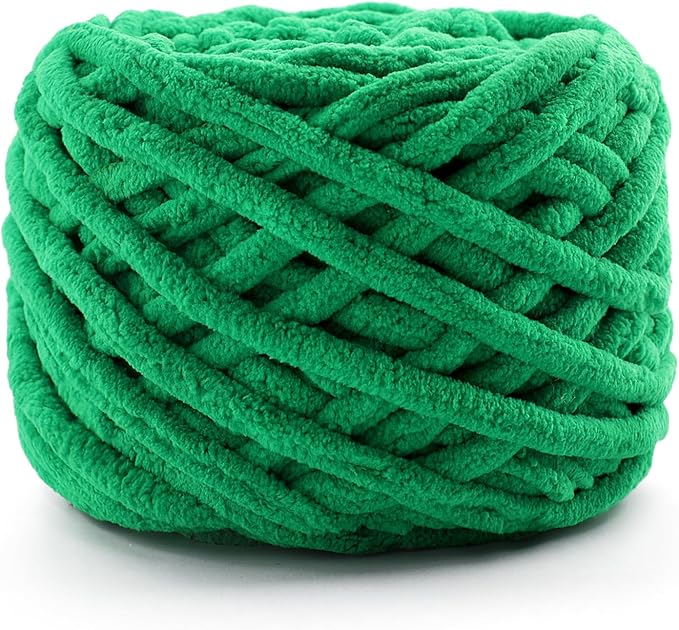 Chunky Chenille Yarn for Crocheting, Fluffy Baby Blanket Yarn for Crochet Sweater Shawl Scarf Gloves, Super Soft Amigurumi Plush Yarn 74 yds/3.5 oz (Fruit Green)