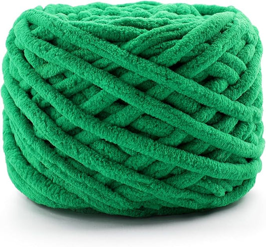Chunky Chenille Yarn for Crocheting, Fluffy Baby Blanket Yarn for Crochet Sweater Shawl Scarf Gloves, Super Soft Amigurumi Plush Yarn 74 yds/3.5 oz (Fruit Green)