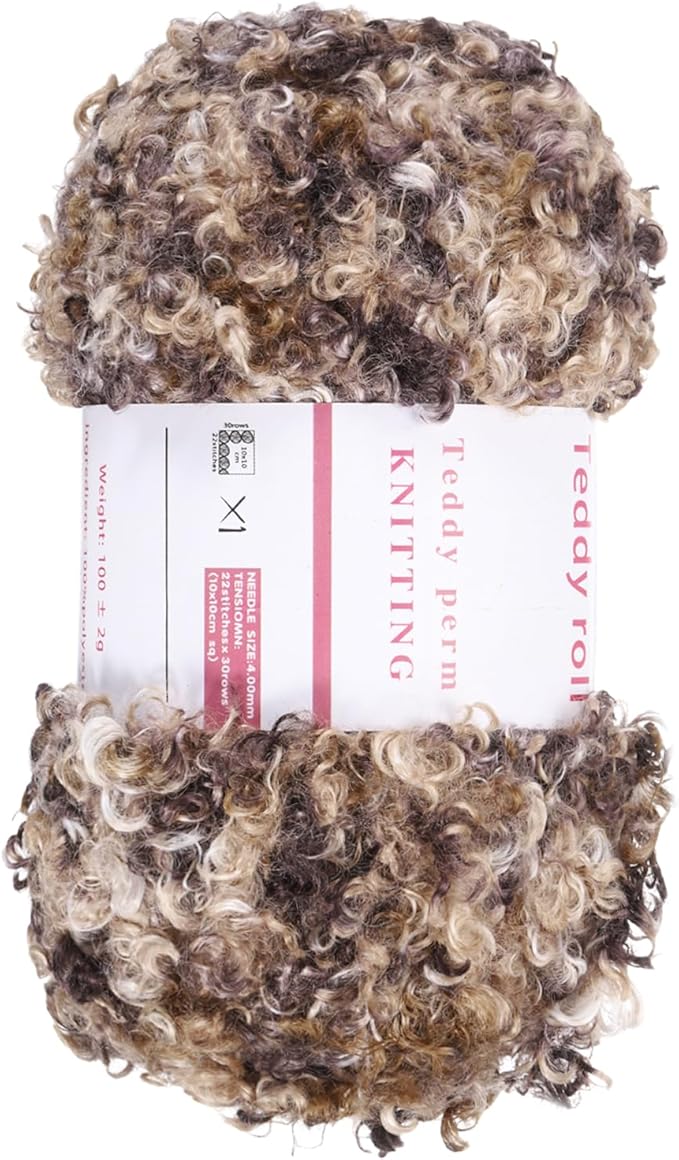 MECCANIXITY Eyelash Yarn Fur Soft Fluffy Chunky Polyester Yarn Fuzzy Dark Brown for Crocheting Knit DIY Clothes Bag - 55Yard/50m, 3.53oz