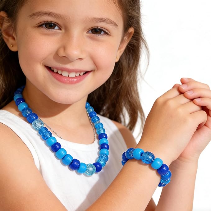1000pcs Pony Beads, 15 Color Kandi Beads for Bracelets Making Kit, Hair Braids Crafts Jewelry Making Crafts Friendship Necklace Earrings DIY(Blue Mixed Color)