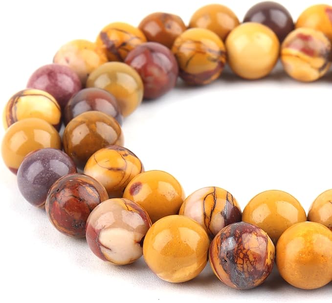 Natural Stone Beads for Jewelry Making - 6mm Gemstone Round Beads for Bracelets(58-60pcs, Mookaite Gem)