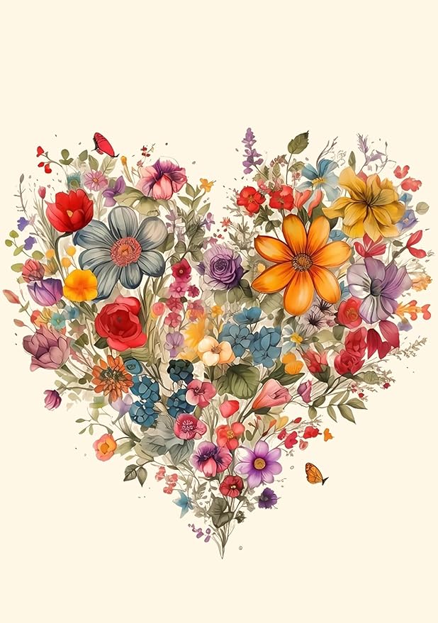 LILEIDECO Diamond Painting Kits for Adults DIY 5D Diamond Art Painting Kits with Round Diamonds Full Drill Love Heart Flower Gem Art Painting Kit for Home Wall Decor Gifts11.8x15.7inch