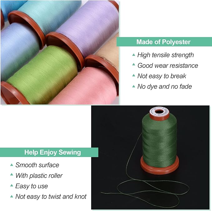 uxcell 40D/2 Sewing Thread 1100 Yards Polyester Household Sewing String Hand Stitching Polyester Cord for Clothing Stitching Shoe Bag Repairing DIY Craft Emerald Green
