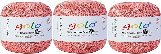 golo 3 Balls Crochet Thread Size 30 Embroidery Thread Yarn for Hand Kniting Yarn for Tatting 237