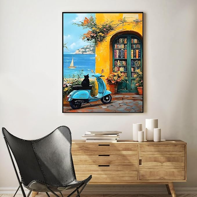 Paint by Numbers Kit for Adults Beginner Seaside Landscape, Adult Paint by Number Kits on Canvas, DIY Acrylic Oil Painting by Numbers for Adults, Perfect for Home Wall Decor 16X20 Inch