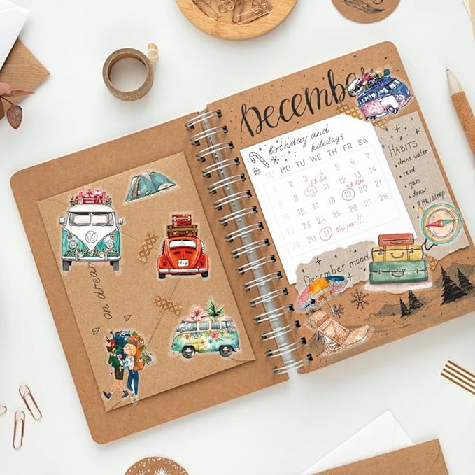 50Pcs Waterproof Vintage Stickers,Scrapbooking Supplies Kit,Aesthetic Decorative Craft Sticker for Planner, Bullet Journaling, Junk Journal, Water Bottles, Laptop, Retro Craft.Car