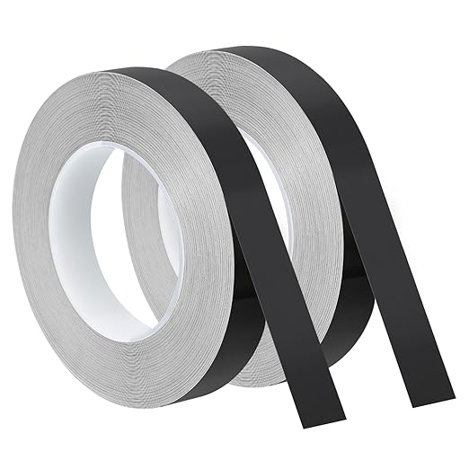 uxcell Metallic Tape, 0.78 in x 164 ft Self Adhesive Metalized Polyester Film Tape Waterproof Shiny Washi Tape for Wall Graphic Arts Gifts Wrapping Crafts Decoration, Gloss Black, 2 Pcs