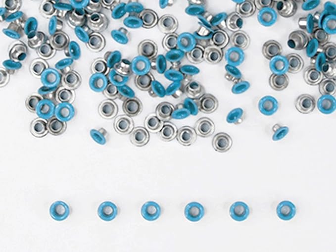 FoRapid 3mm/1/8" Aluminum Quicklet Eyelets-Scrapbooking/Birthday Wedding Baby Greeting Holiday Card/Paper Craft/Luggage Cruise Tag/DIY Album/Clothing etc-200 PCS (Light Blue)