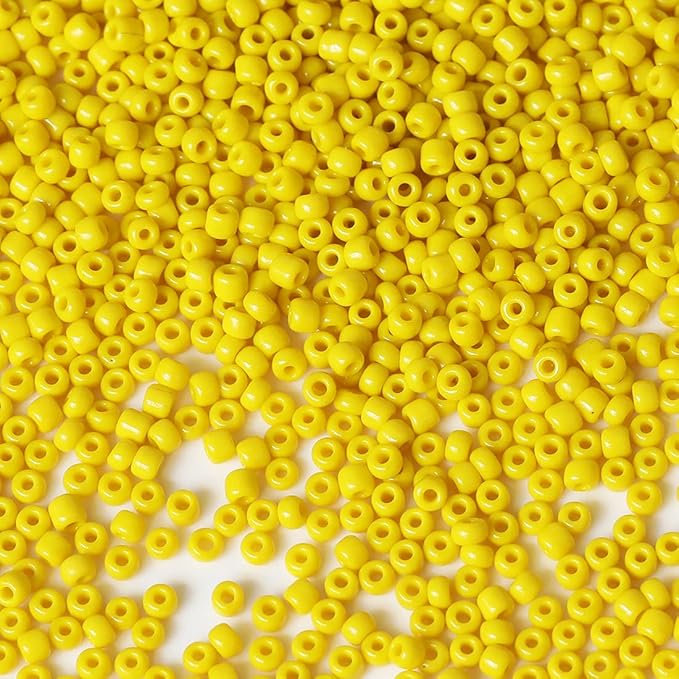 Bala&Fillic Opaque Yellow Color 3mm Seed Beads About 3600pcs/100Grams in Bag, 8/0 Glass Craft Beads for Making Bracelet and Necklace (Yellow)