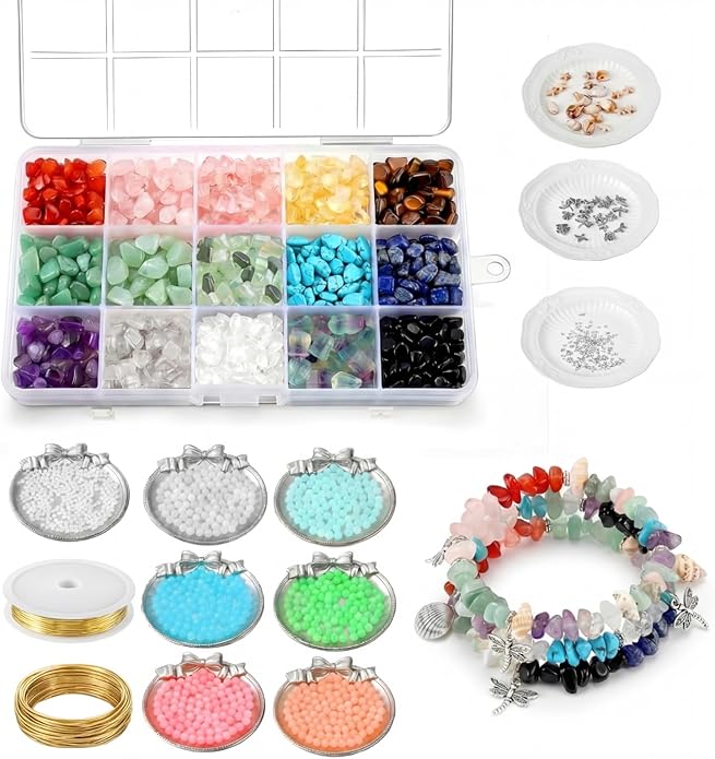 Jewelry Making Kit for Bracelet Necklace Arm Cuff Earring DIY Supplies, Butterfly Bee Charm Beads Fake Pearl Metal Wire