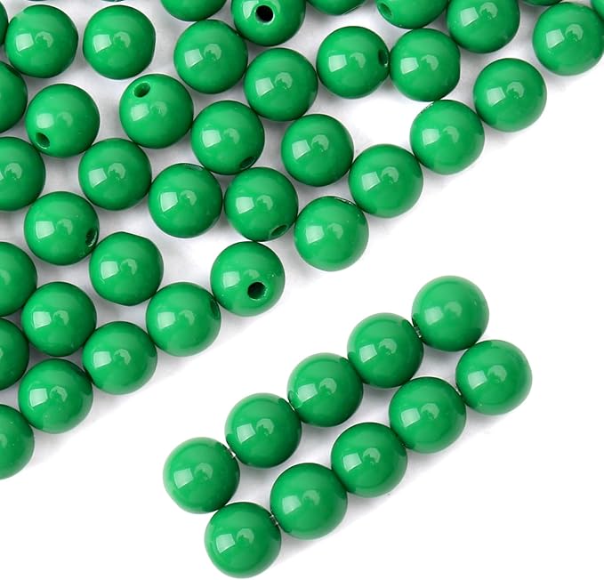 bonny boxx 40pcs 20mm smooth emerald acrylic round beads, plastic resin bubblegum balls chunky gumball beads for necklace and bracelet making, crafting supplies