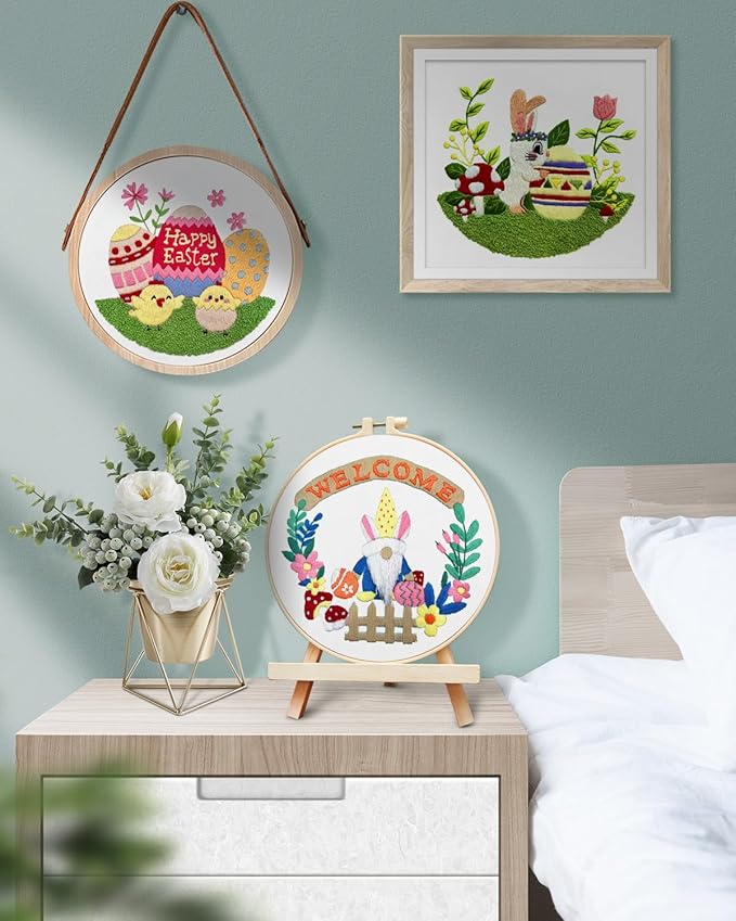 TINDTOP 3 Pack Embroidery Kit for Adult, Embroidery Stitch Practice kit Include Embroidery Cloth Hoops Threads Hand Stitch for Craft Lover