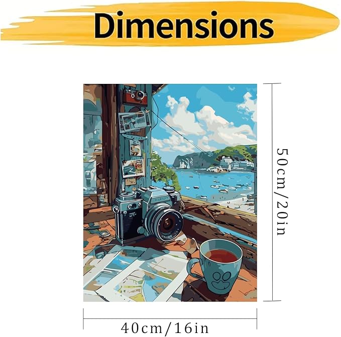 CHWGLFGG Paint by Numbers Kit for Adults Beginner, Beach Scenery Adult Paint by Number Kits on Canvas, DIY Acrylic Oil Easy Painting by Numbers for Home Wall Decor 16X20 inch (Without Frame)