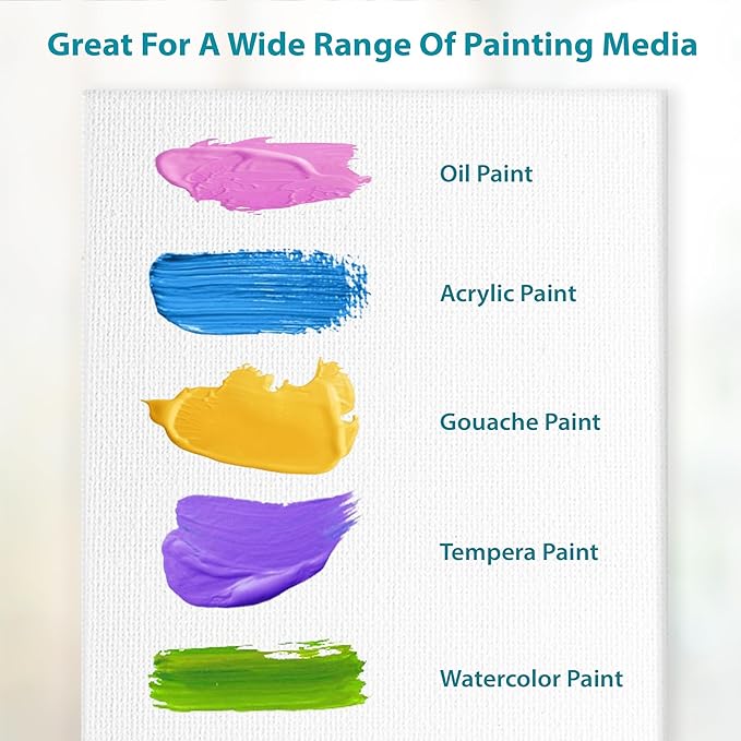 KEFF Canvas Boards for Painting - 12x12 8-Pack Bulk Canvas Panels, 100% Cotton Triple Primed Large Canvases for Art Painting Supplies, Acrylic, Oil, Watercolor & Tempera