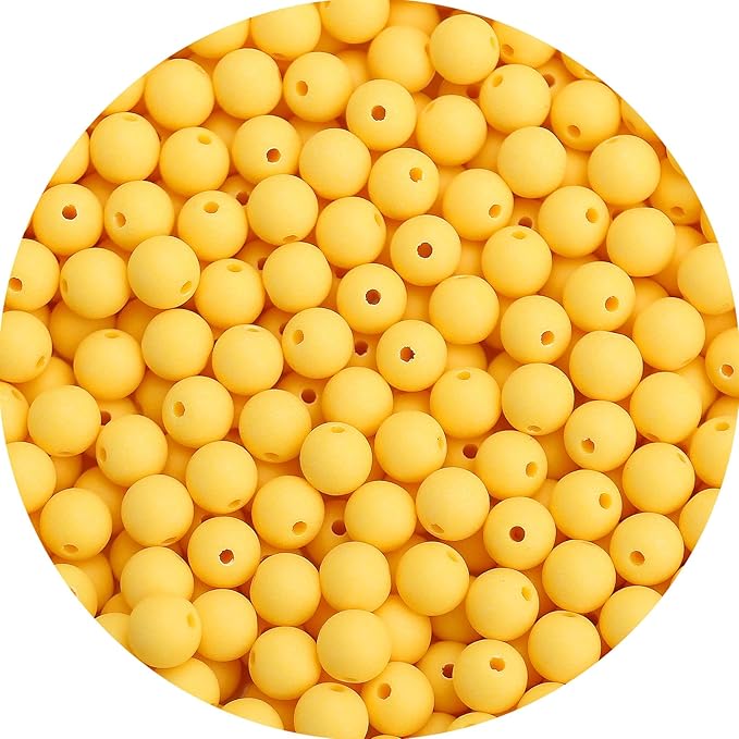 bonny boxx 500pcs 8mm matte yolk yellow acrylic round beads, frosted plastic resin bubblegum balls chunky gumball beads for necklace and bracelet making, crafting supplies