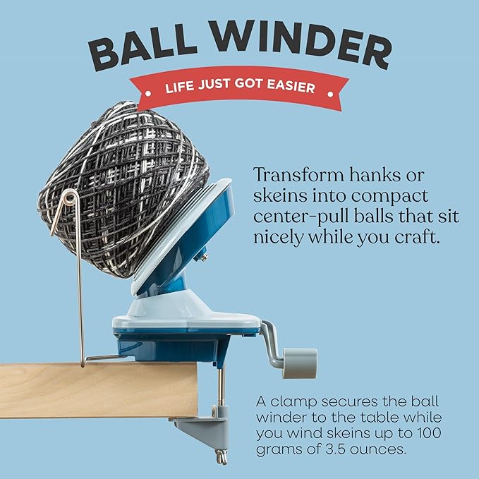 Knit Picks Yarn Ball Winder for Knitting and Crocheting (Blue)