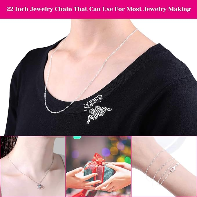 Necklace Chain for Jewelry Making, Selizo 30 Pack Chains Necklace Bulk Silver Plated Necklace Chains for Necklace Jewelry Making, 1.2 mm (22 Inches)