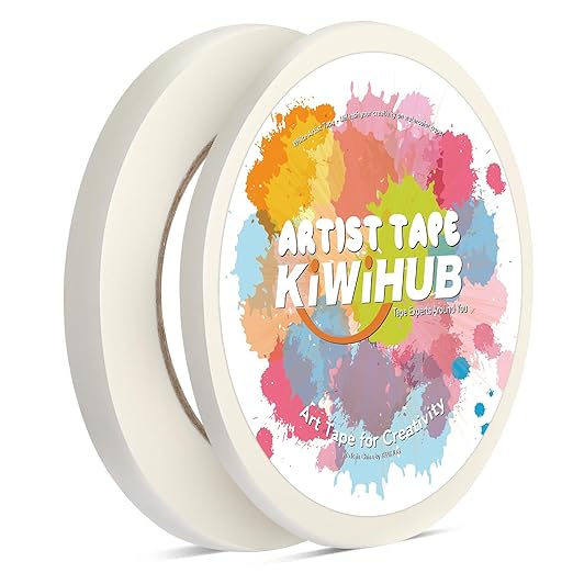 2 Pack White Artist Tape for Watercolor Paper, White Art Masking Tape for Drafting Painting Canvas Framing - Acid Free 0.25" x 180 FT & 0.4" x 180 FT