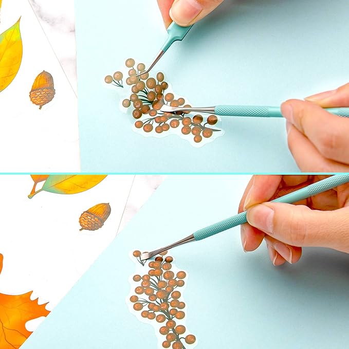 Whaline Weeding Vinyl Tools 4 Pieces Precision Stainless Steel Weeder Tool with Case Vinyl Craft Paper Craft Tool Kit for Silhouettes Cameos Lettering Scraper Hook Spatula Tweezers (Mint Green)