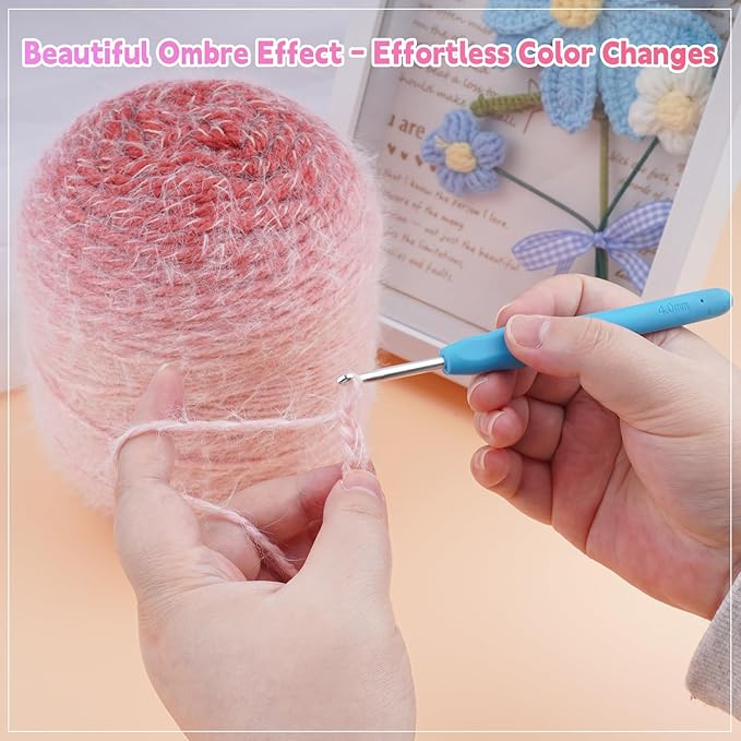 Weabetfu Gradient Cake Yarn for Crocheting & Knitting-Ombre Yarn Cake of 200g/7.05oz.-80% Acrylic,20% Nylon|Light Weight&Soft Crochet Yarns for Scarves,Blankets & Garments-16