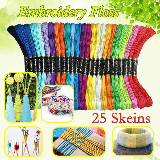 25 Rainbow Colors Embroidery Floss - Cross Stitch Threads - Friendship Bracelets Floss - Crafts Floss- Hand Embroidery Thread