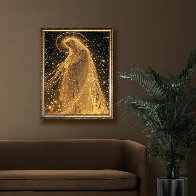 BYGFHLYW 5D Diamond Painting Kits for Adults Beginner, Virgin Mary Diamond Art Kits for Adults, Full Drill Round Gem Art Paint by Diamonds Dots Crafts Kits for Home Wall Decor 12x16inch