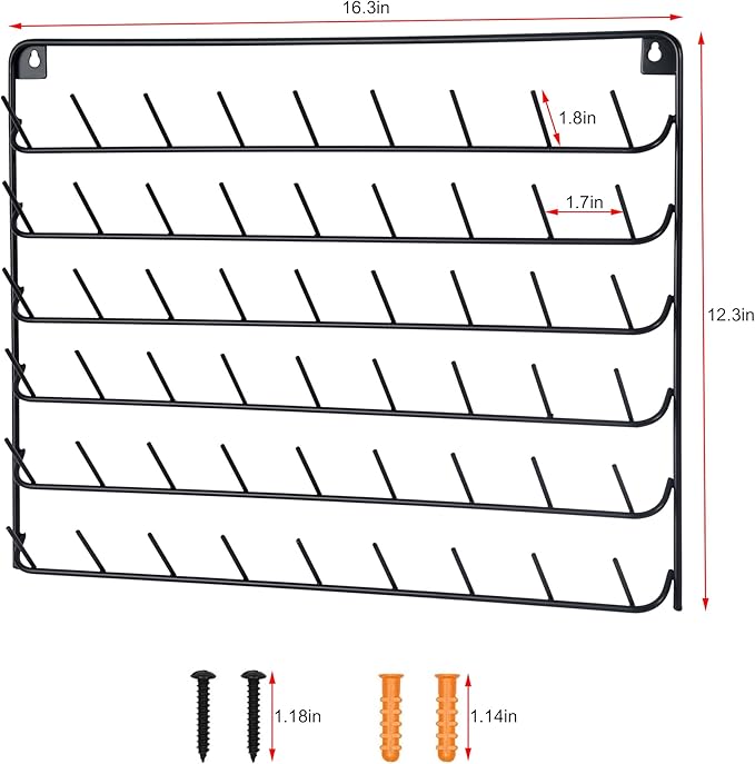 2 Pack Thread Holder Wall Mount - 54 Spool Sewing Thread Organizer - Black