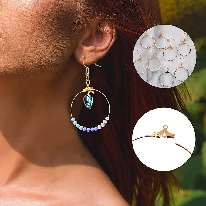 Earring Making Kit with 740 PCS Beading Hoop Earring Finding Component Accessories Hooks Jump Rings Loop Earring Backs Beads and Charms for Jewelry Making(740)
