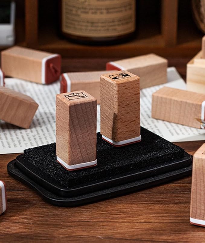 18pcs Routine Deco Theme Wooden Rubber Stamps Kit, Cute Small Stamps for Decorative Diary Planner DIY Craft Scrapbook Card Making Letters Journal