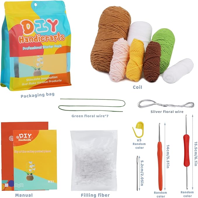 kgxulr Crochet Kit for Beginners,Bell Orchid Crochet Kit Beginner Crochet Starter Kit for Complete Beginners Adults, Crocheting Knitting Kit with Step-by-Step Video Tutorials (Bell Orchid)