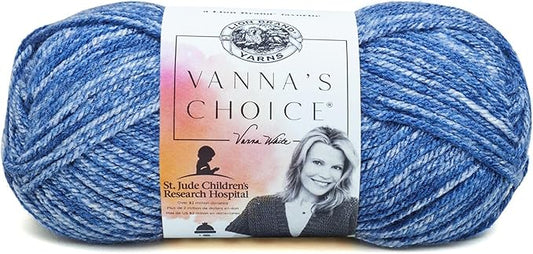 (1 Skein) Lion Brand Yarn Vanna's Choice Yarn, Denim Mist