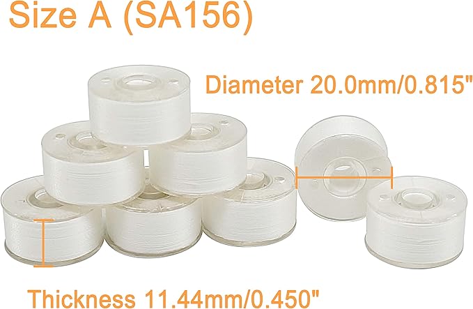 New brothread 144pcs White 70D/2(60WT) Prewound Bobbin Thread Plastic Size A SA156 for Embroidery and Sewing Machine Polyester Thread Sewing Thread