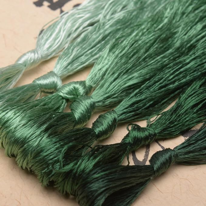 100% Nature Mulberry Handmade Embroidery Silk Thread Woven Jewelry Accessory Artificial Flowers Cross Stitch Floss DIY Sewing Kits 7 Gradient Colors 22m Each (10)