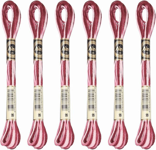 PATIKIL 6 Skeins Embroidery Floss, Polyester Embroidery Threads Bracelets String for Cross-Stitch Hand Embroidery, Red Pink