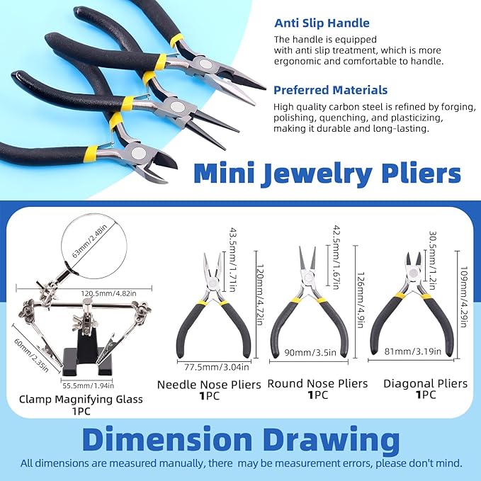 Glarks 1489Pcs Jewelry Making Kit - Supplies with Pliers, Wires, Findings for Making and Repair