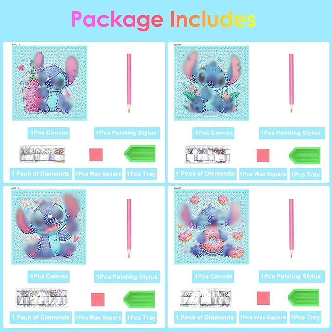 Diamond Art Kits for Kids - 4 Pack Diamond Art Painting Kits - Arts and Crafts for Kids Ages 8-12 - Dimond Art Mosaic - Craft Kits for Girls - GEM Art for Year Old Girl Boys Gifts Adults Art Supplies