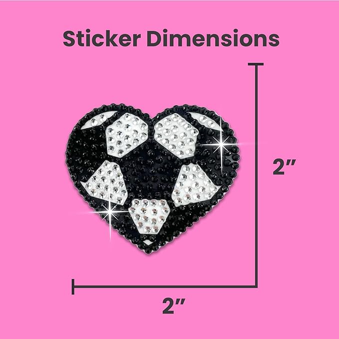 stickerbeans® rhinestone stickers - sporty 4-pack, 2” x 2” each, unique sparkly cut-to-shape for collecting, trading, decorating laptops, phone cases, scrapbooks - for kids, teens, & adults