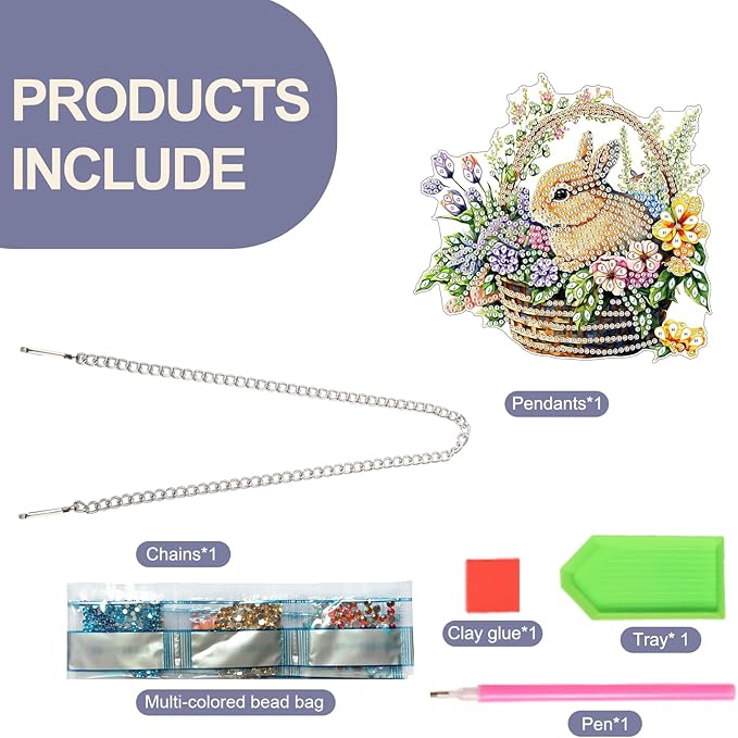 TDFERAN Diamond Painting Pendant Bunny Easter DIY Gem Art Hanging Handmade Art Decoration Kit Garden Window Pendant Diamond Painting Wall Hanging Home Decor Hobbies for Womenpainting