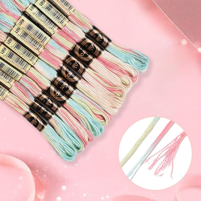 10 Skeins 87.5 Yards Embroidery Floss Bulk Variegated Thread 6 Strands Colorful Friendship Bracelet String Polyester Cross Stitch Yarn Thread for Sewing Bracelet Making Cross Stitch Crafts